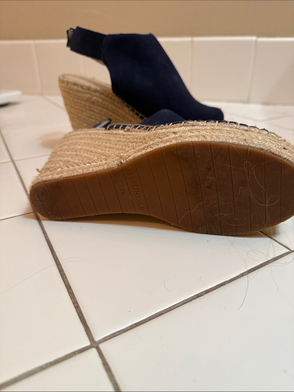 Kenneth Cole Navy Suede Espadrille Wedge Sandals - Picture 4 of 4